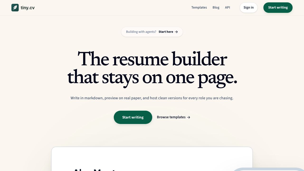 Tiny CV 网站截图