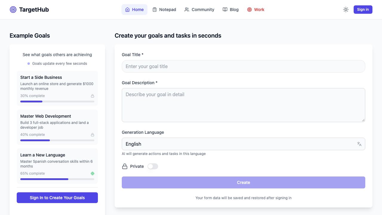 Targethub.ai 网站截图