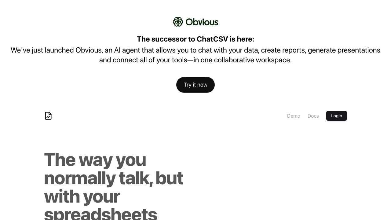 ChatCSV 网站截图