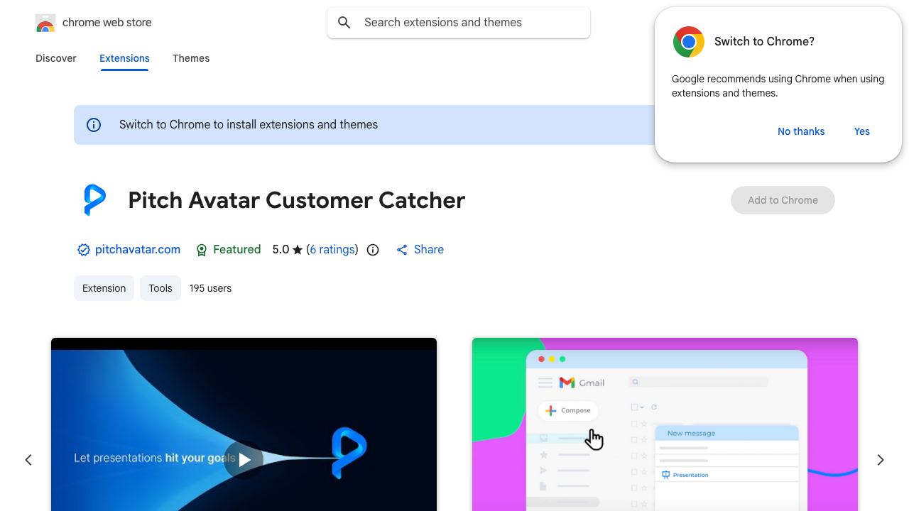 Pitch Avatar Customer Catcher 网站截图