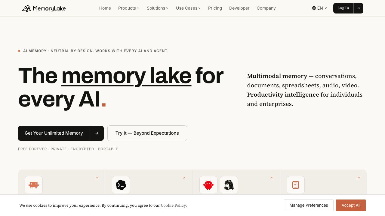 MemoryLake website screenshot