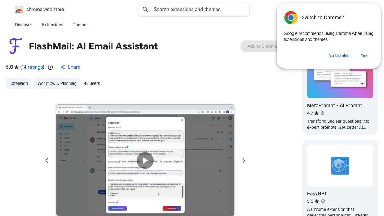FlashMail: AI Email Assistant 网站截图