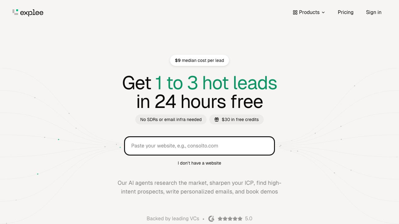 Explee website screenshot