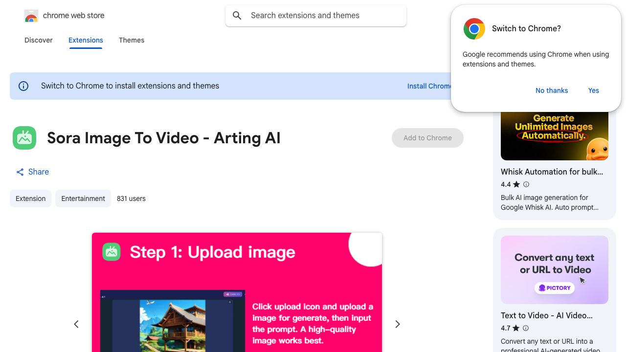 Sora Image To Video - Arting AI 网站截图