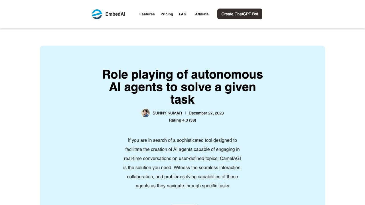 CamelAGI website screenshot