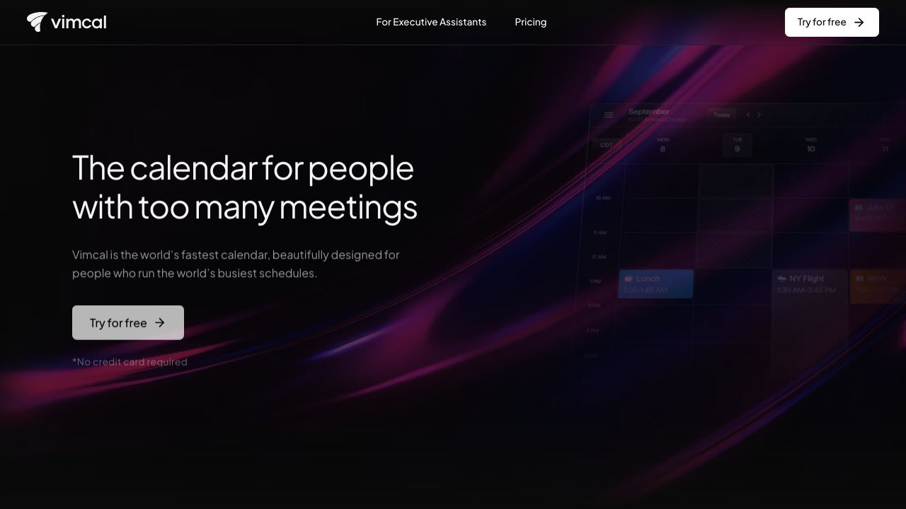Vimcal website screenshot