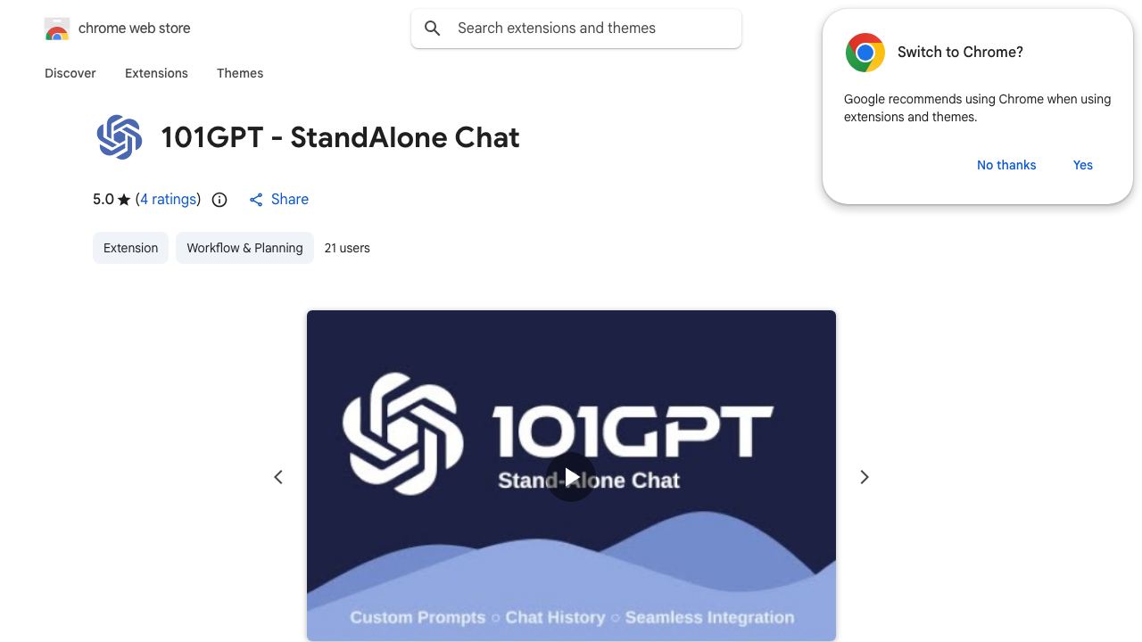 101GPT - StandAlone Chat 网站截图