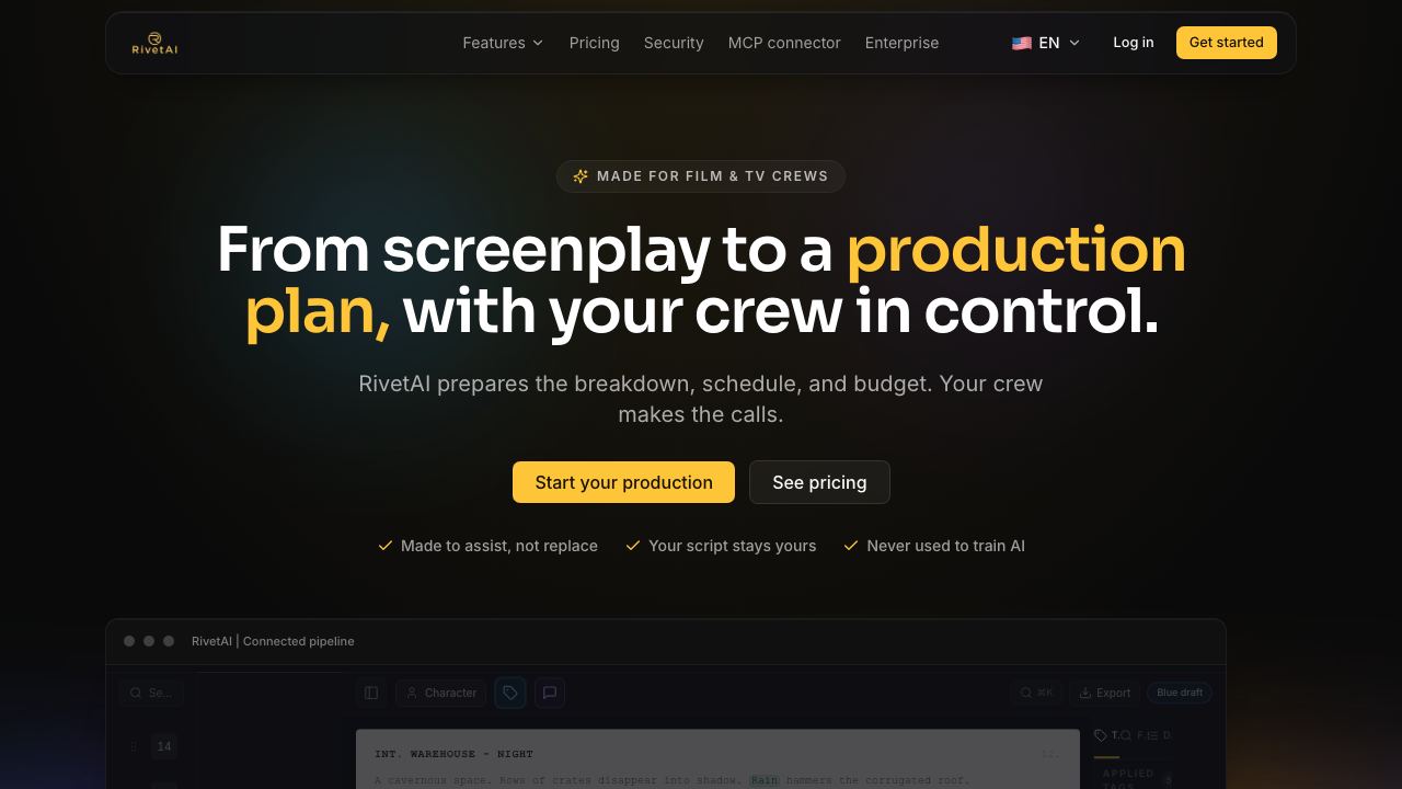 RivetAI website screenshot
