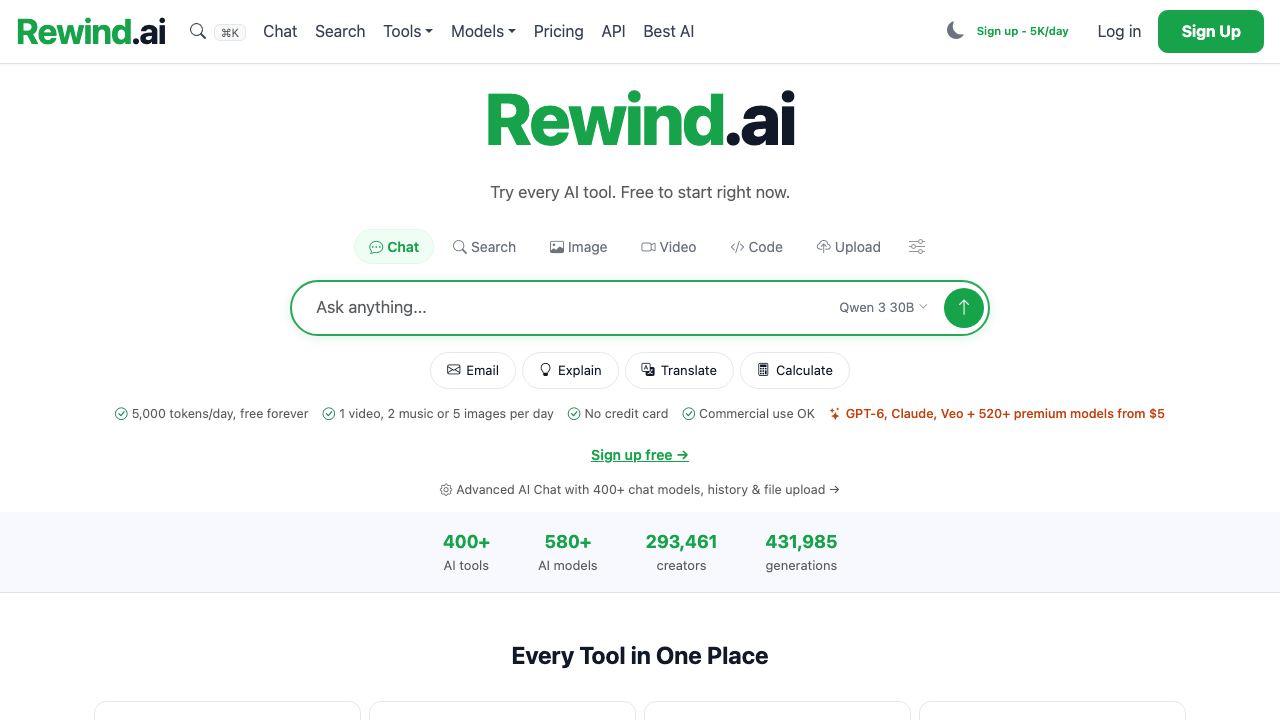 Rewind website screenshot