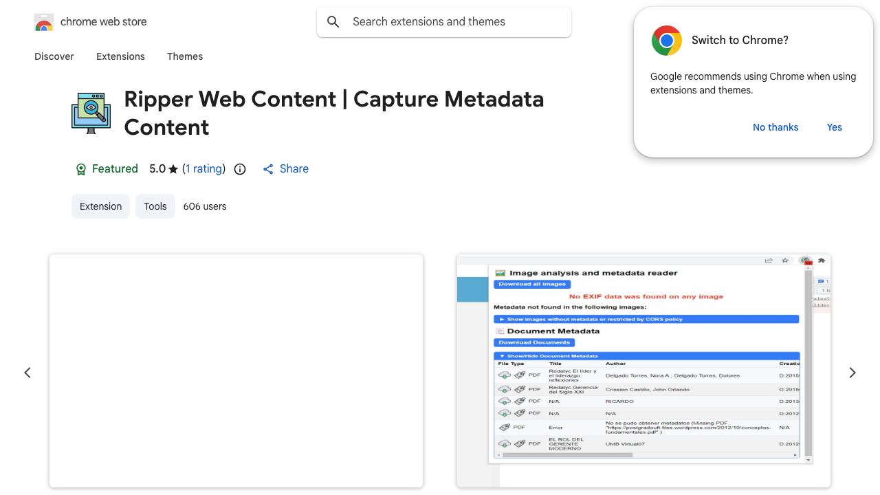 Ripper Web Content | Capture Metadata Content 网站截图