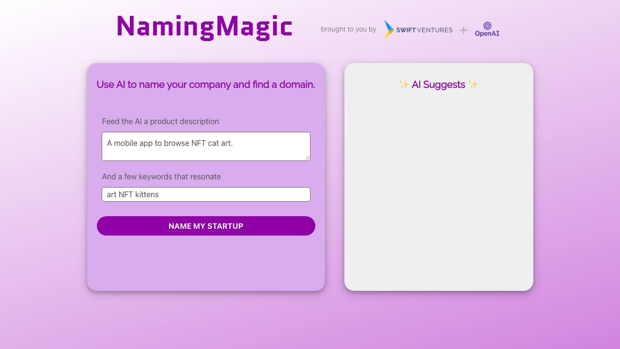 Naming Magic website screenshot