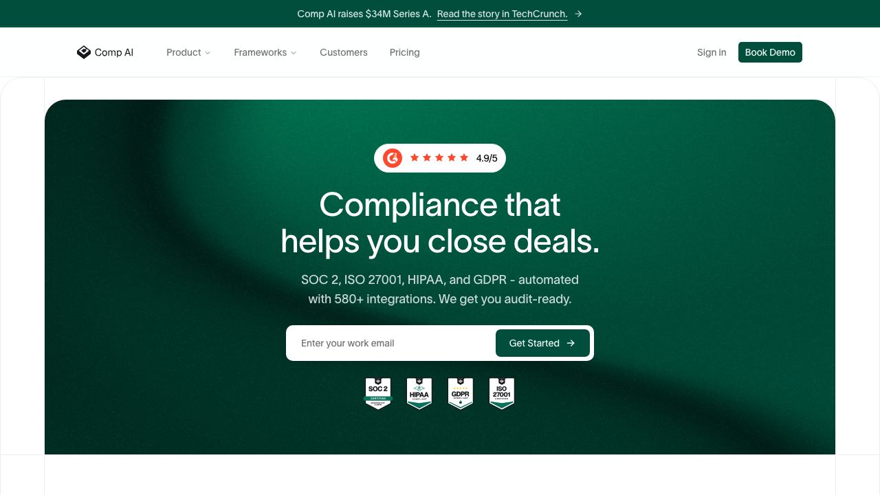 Comp AI website screenshot