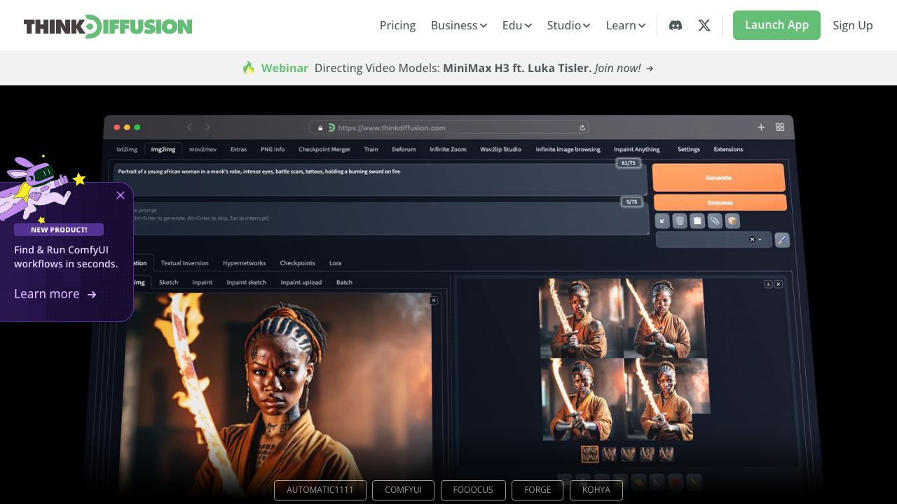 Thinkdiffusion website screenshot
