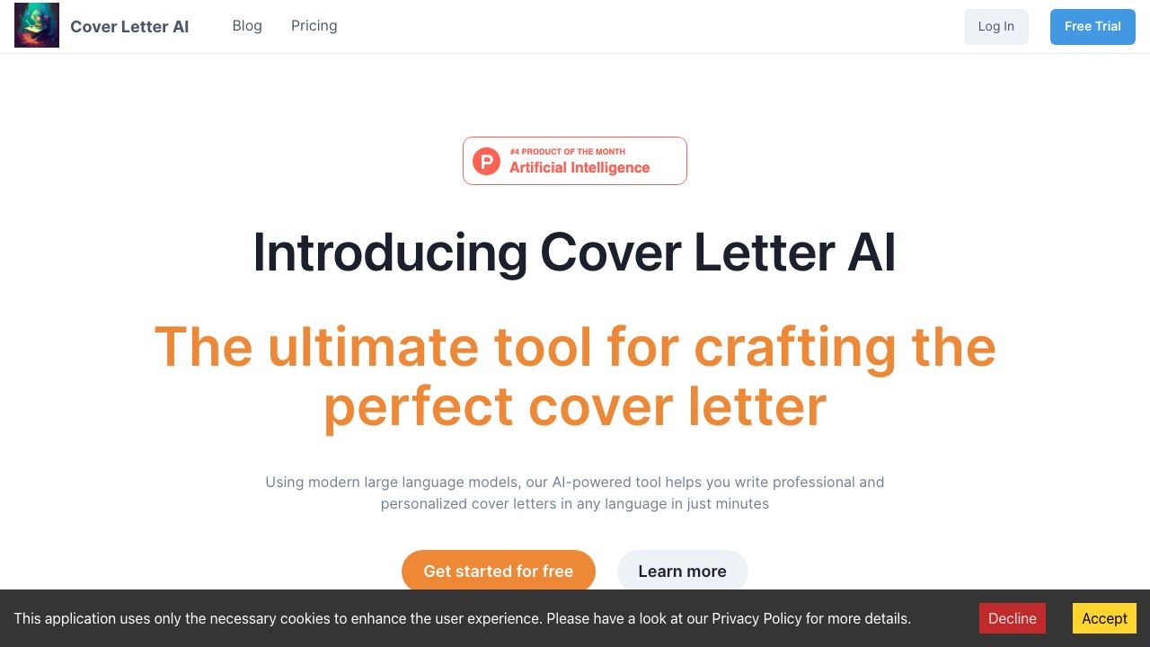 Cover Letter AI 网站截图