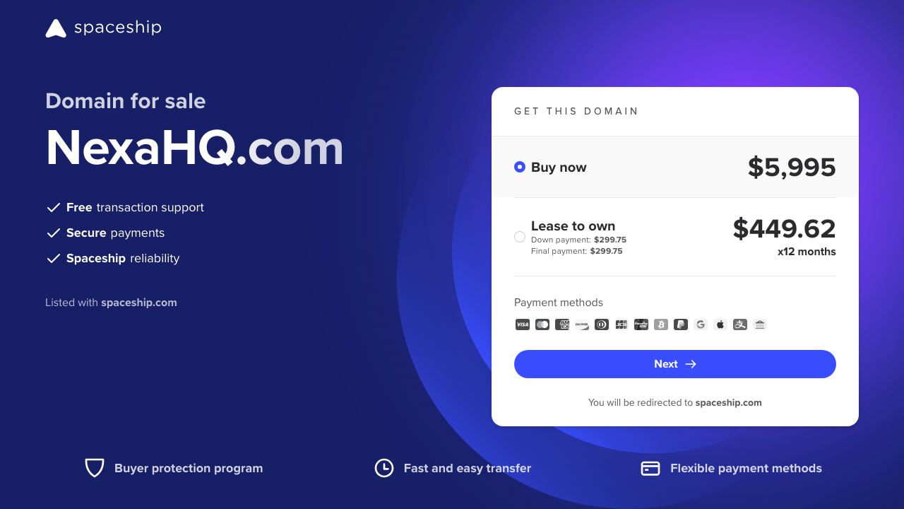 Nexa website screenshot
