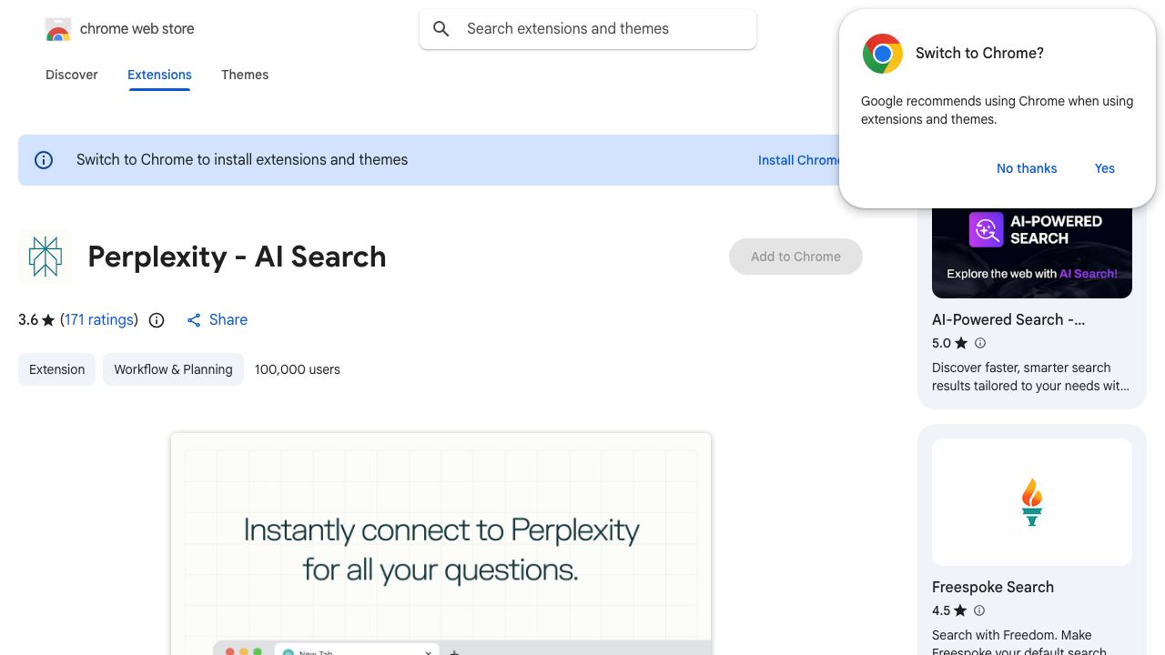 Perplexity - AI Search website screenshot