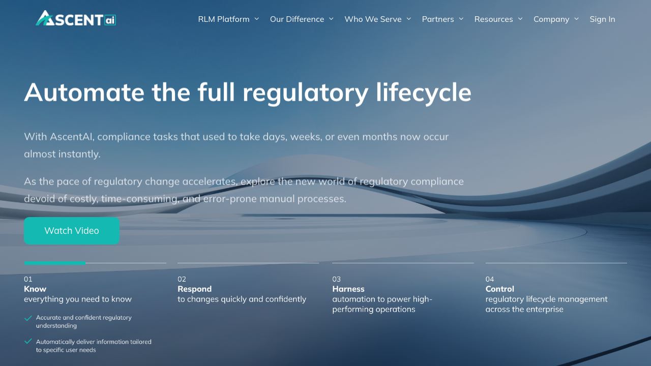 Ascent RegTech website screenshot