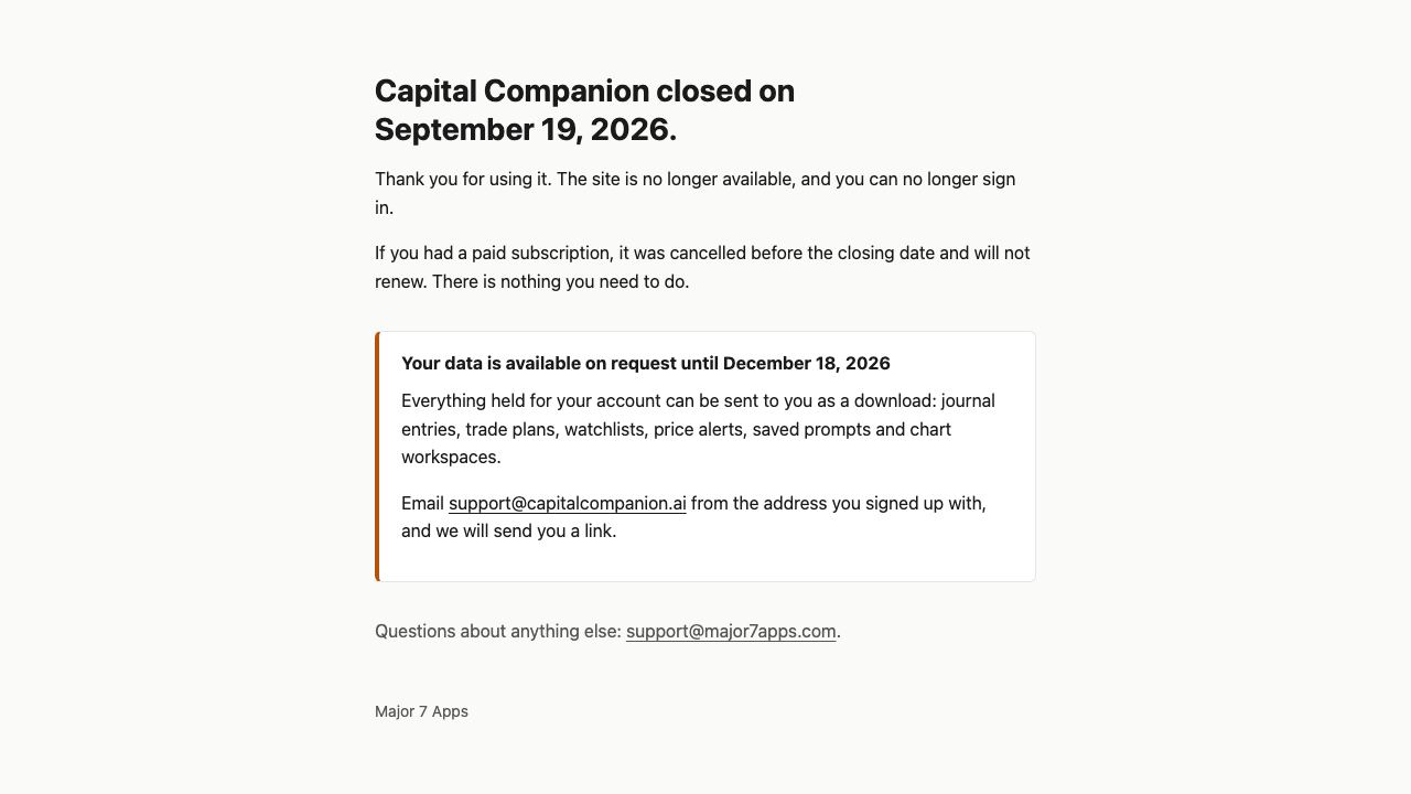 Capital Companion 网站截图