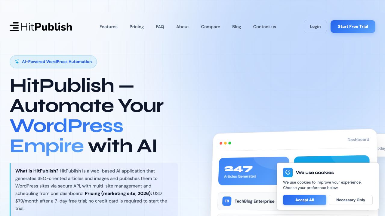 HitPublish AI website screenshot