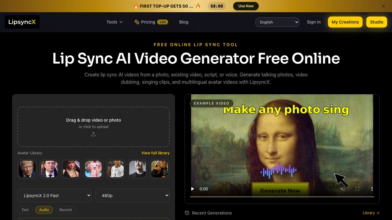 LipsyncX website screenshot