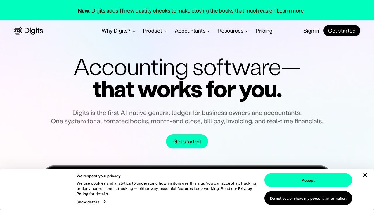 Digits — Accounting, reimagined. 网站截图