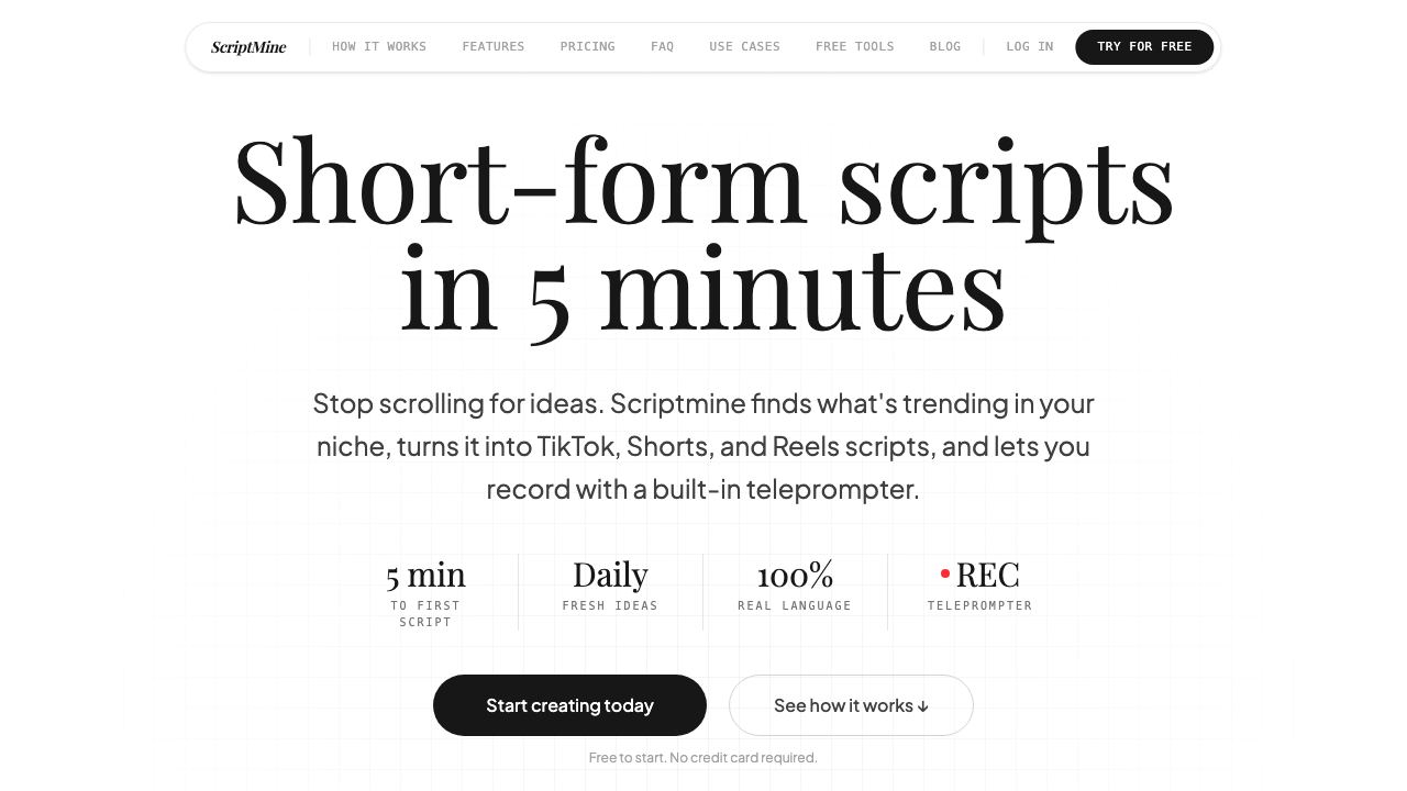 Scriptmine website screenshot
