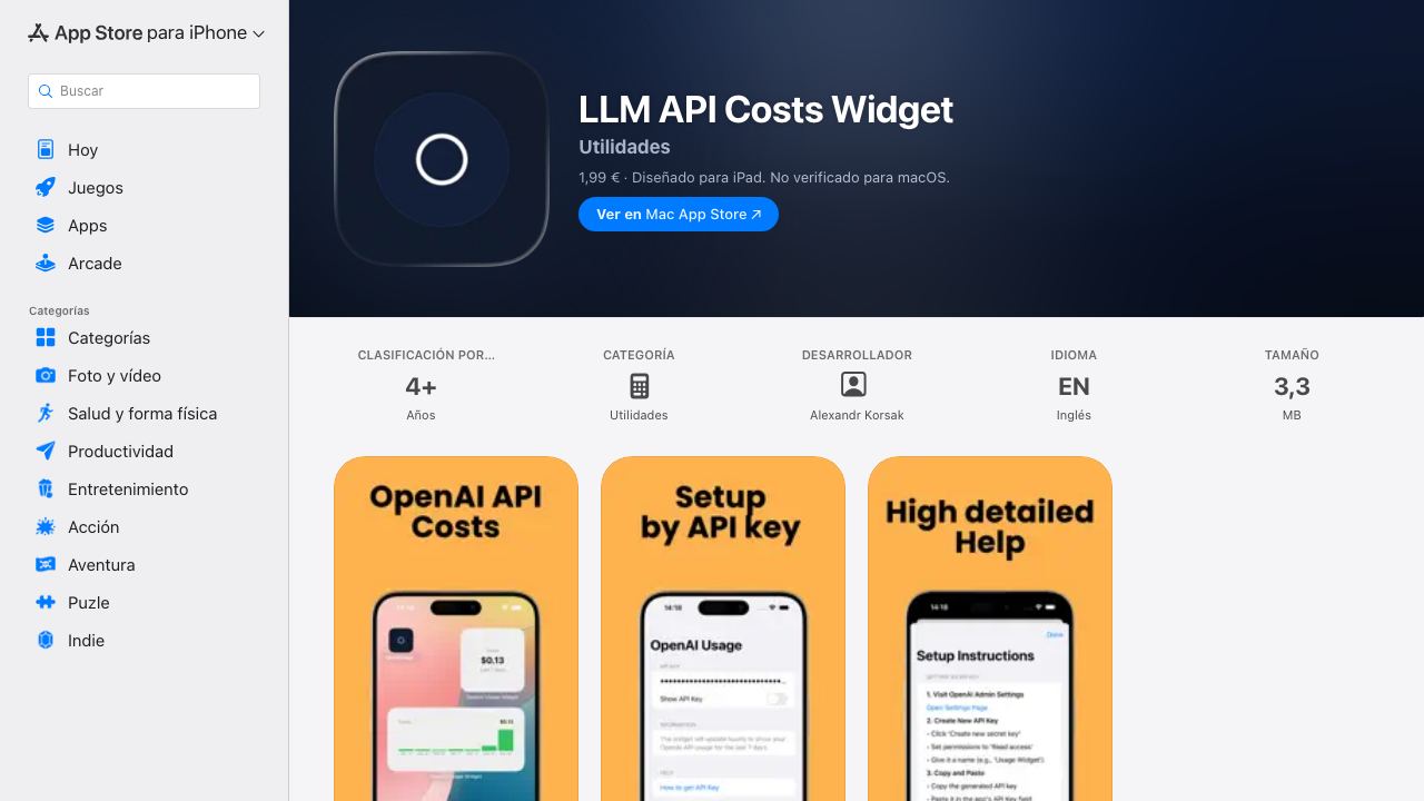 LLM API Costs Widget 网站截图