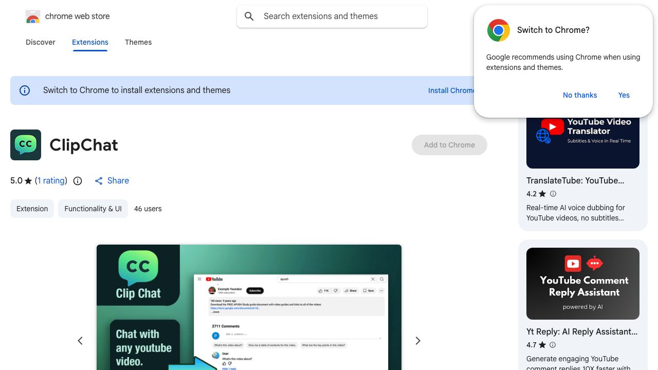 ClipChat Chrome Extension 网站截图