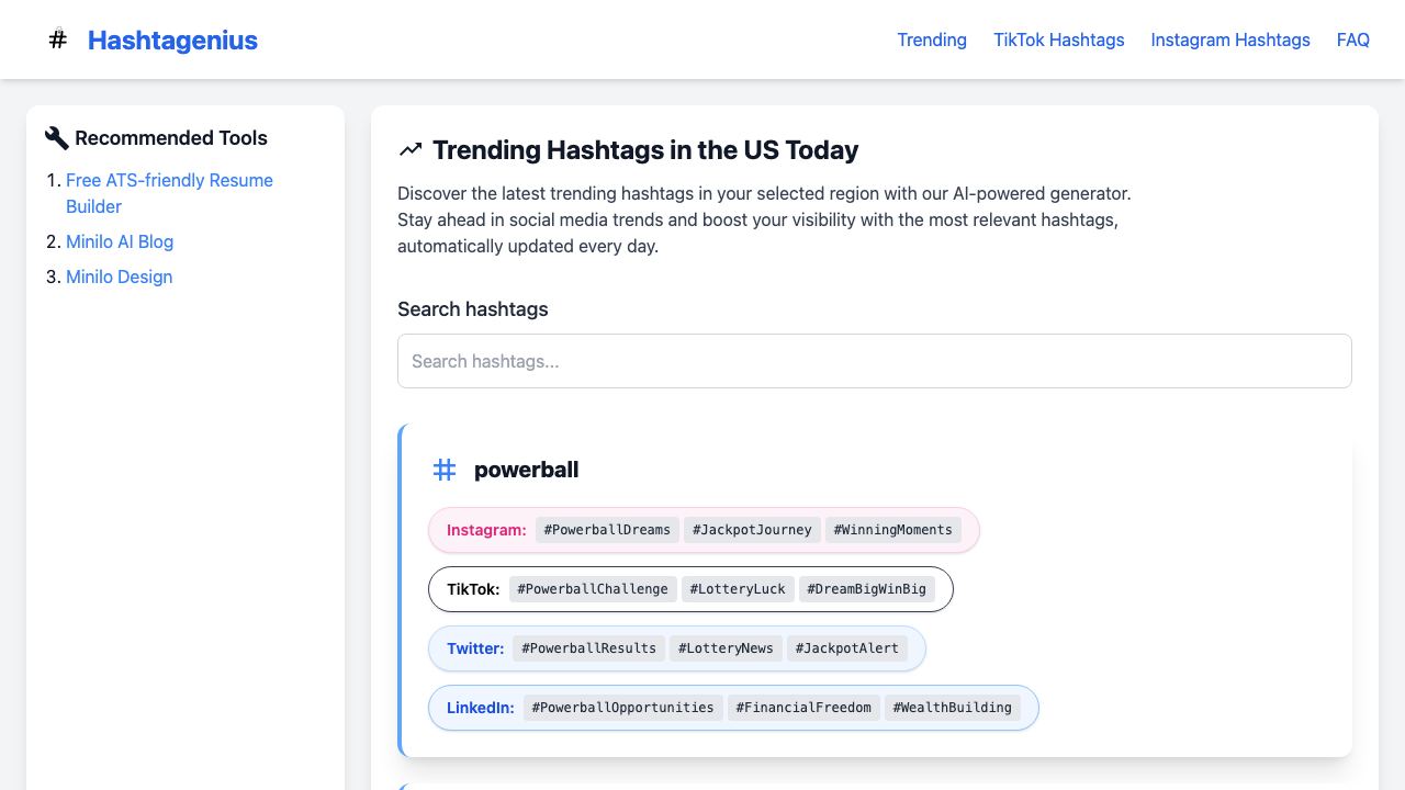 Hashtagenius 网站截图