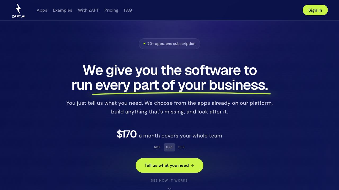 ZAPT website screenshot