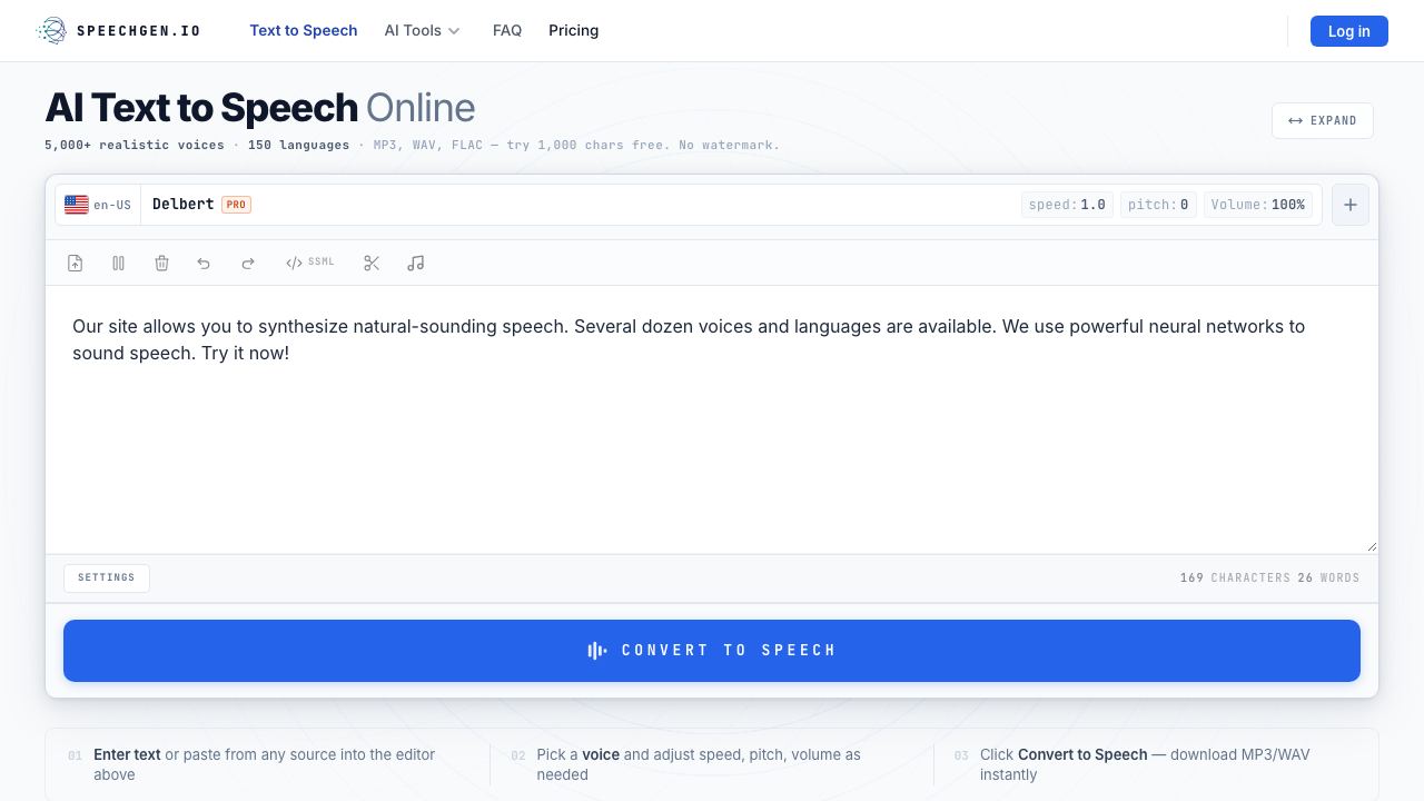 SpeechGen.io 网站截图