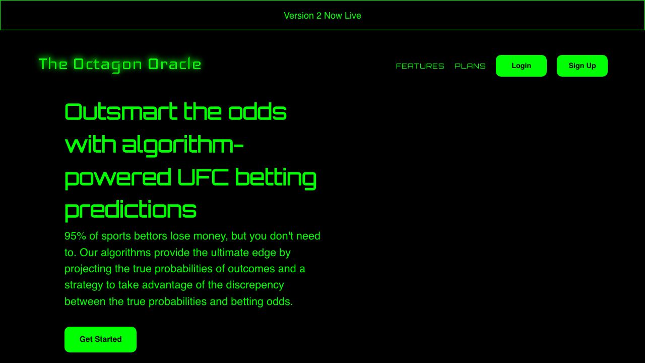 The Octagon Oracle: Next Generation UFC Fight Picks Powered By AI website screenshot