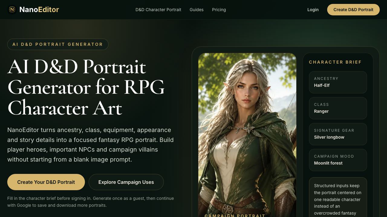 NanoEditor website screenshot