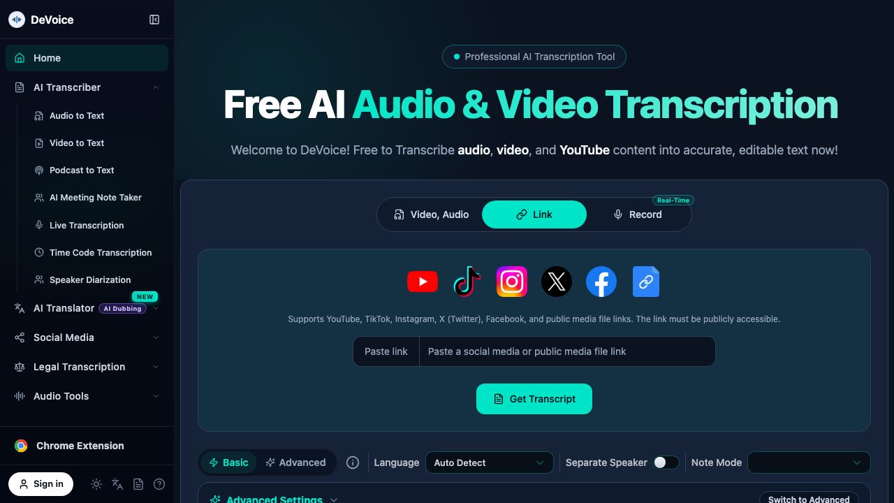 DeVoice website screenshot