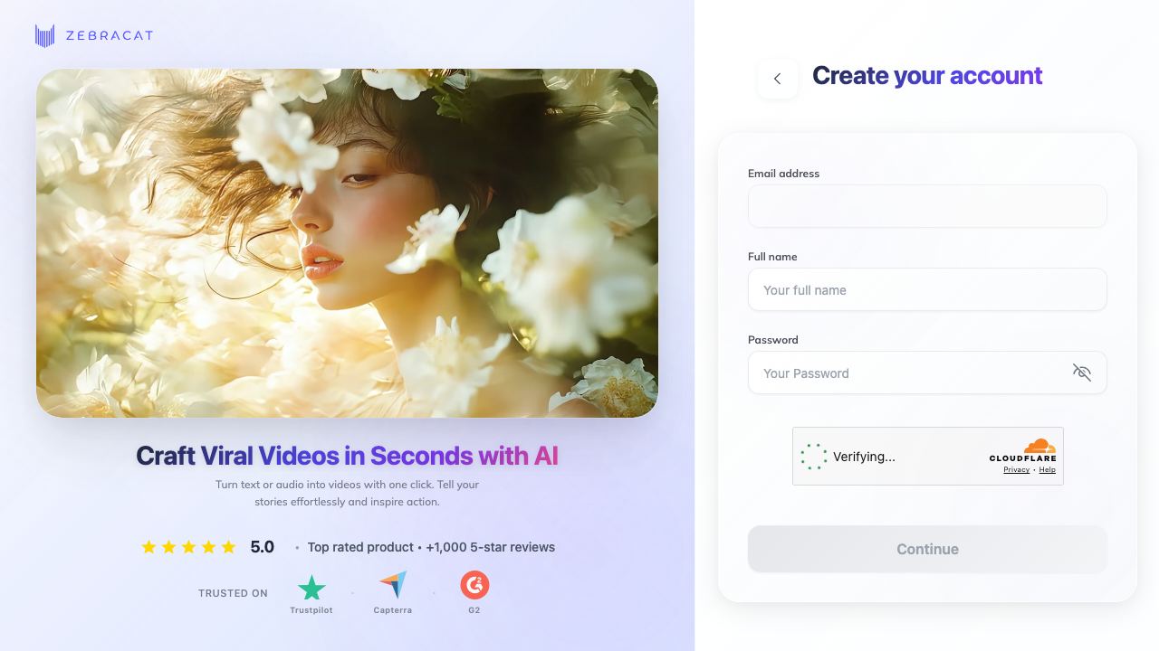 Zebracat AI website screenshot
