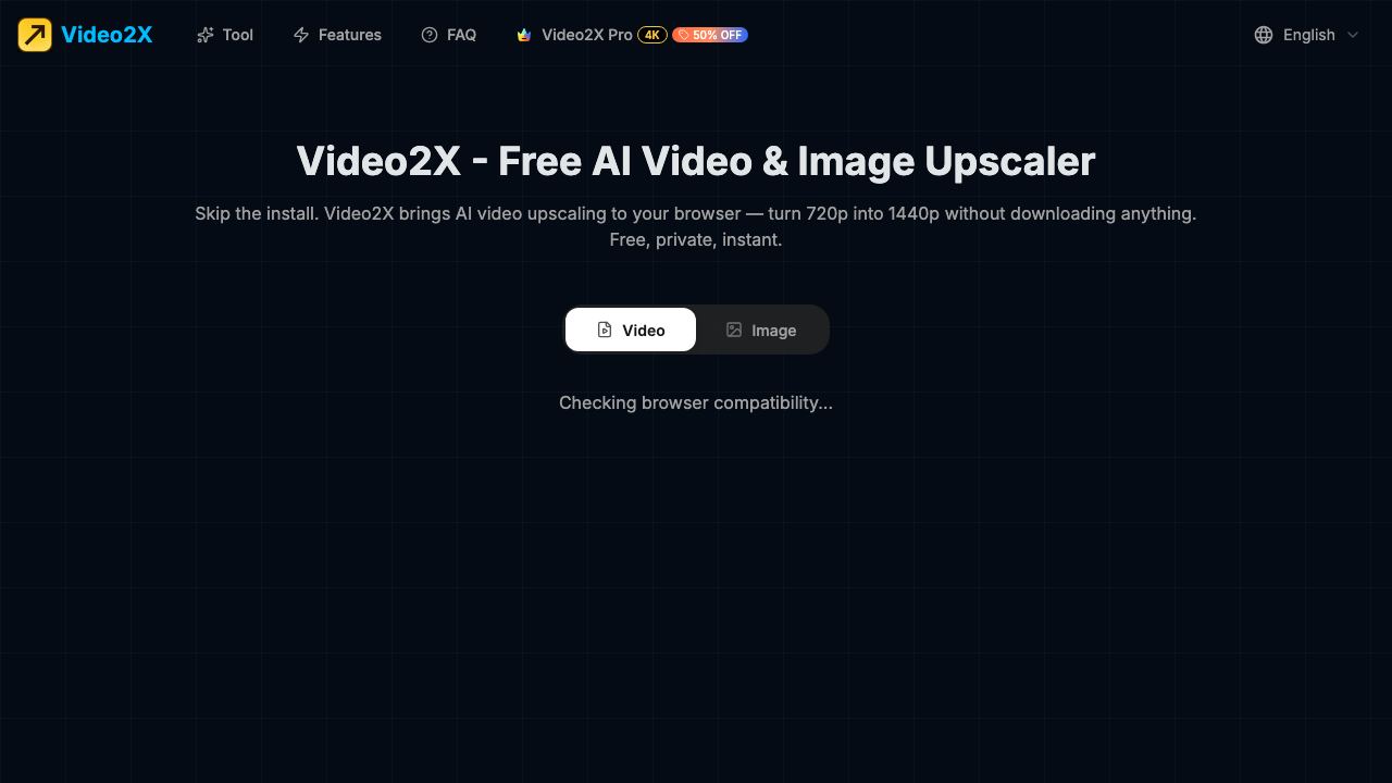 Video2X website screenshot