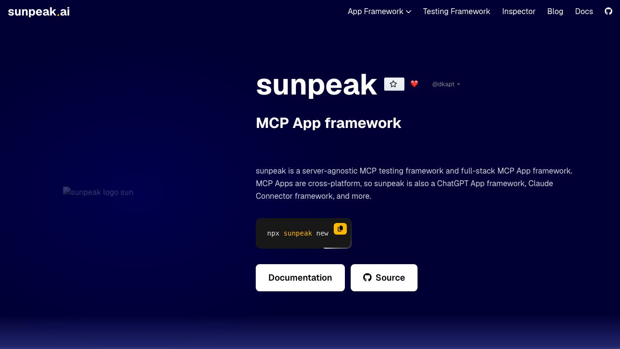 sunpeak website screenshot