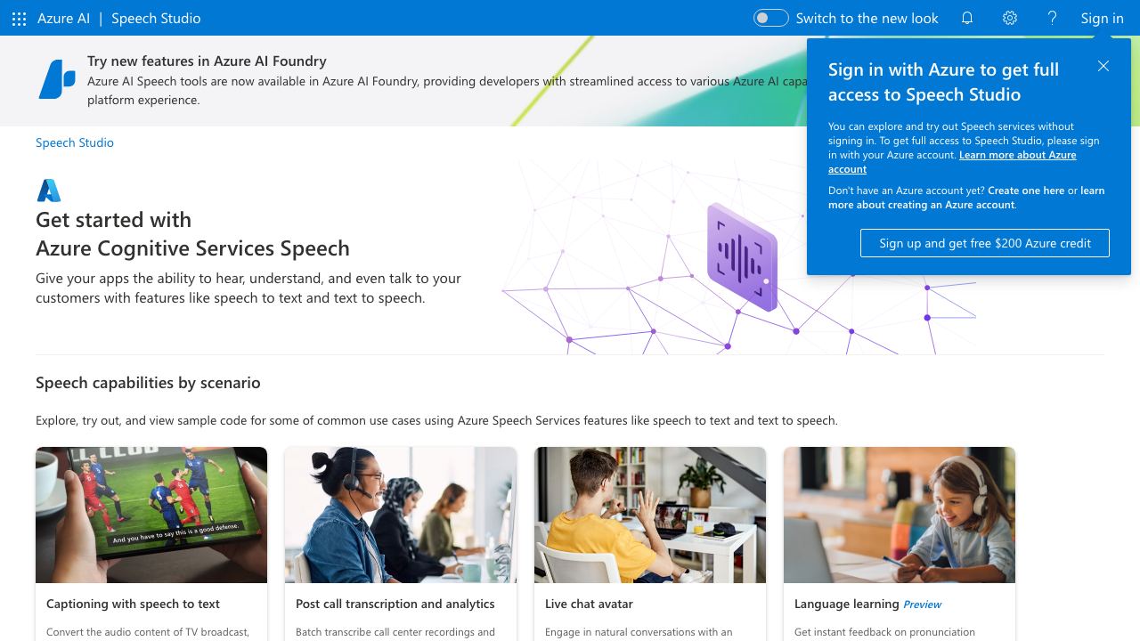 Speech Studio 网站截图