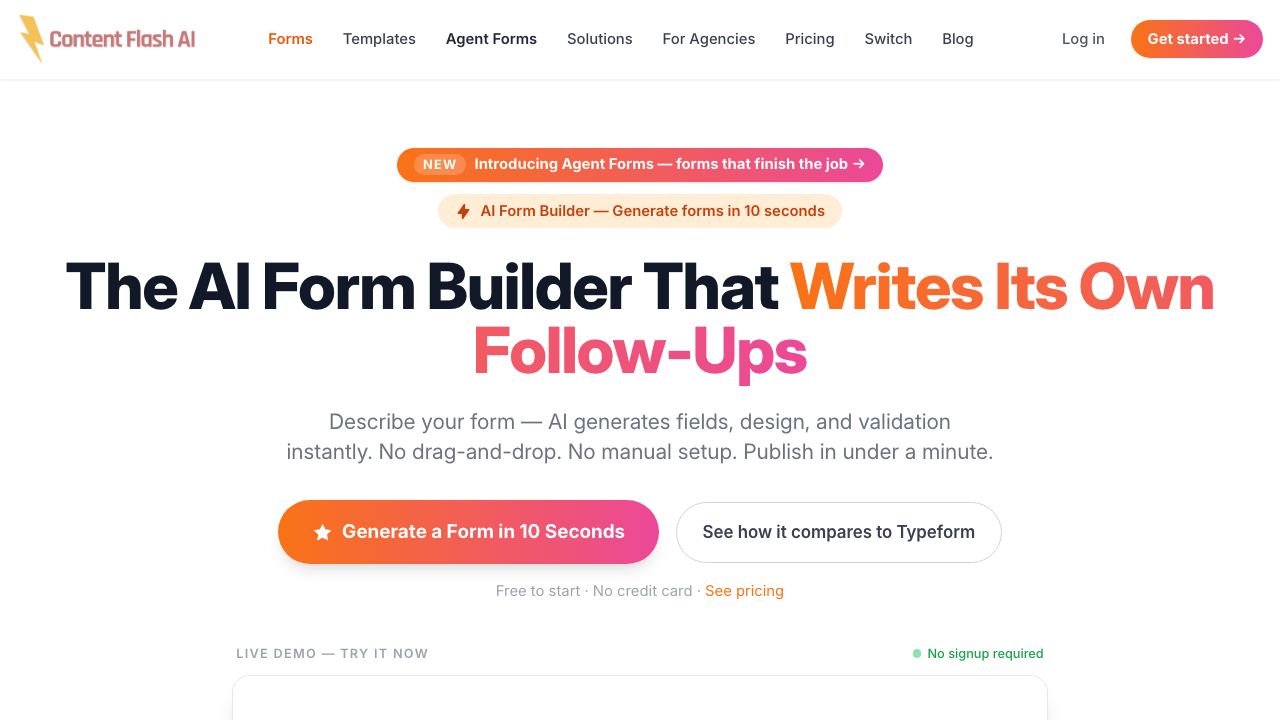 Content Flash AI website screenshot