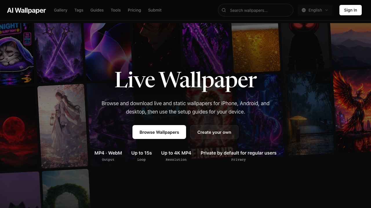 AI Wallpaper - 1 website screenshot