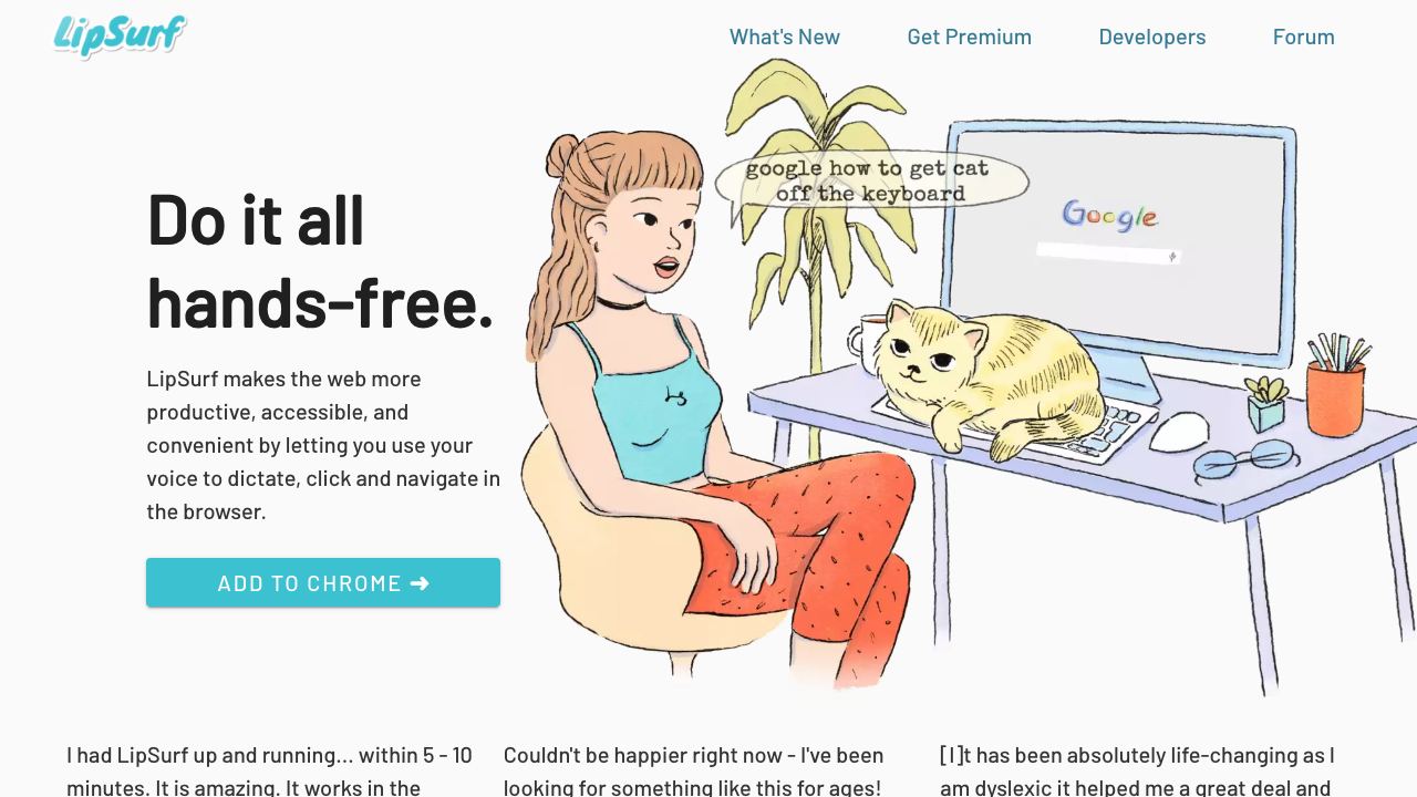 LipSurf website screenshot