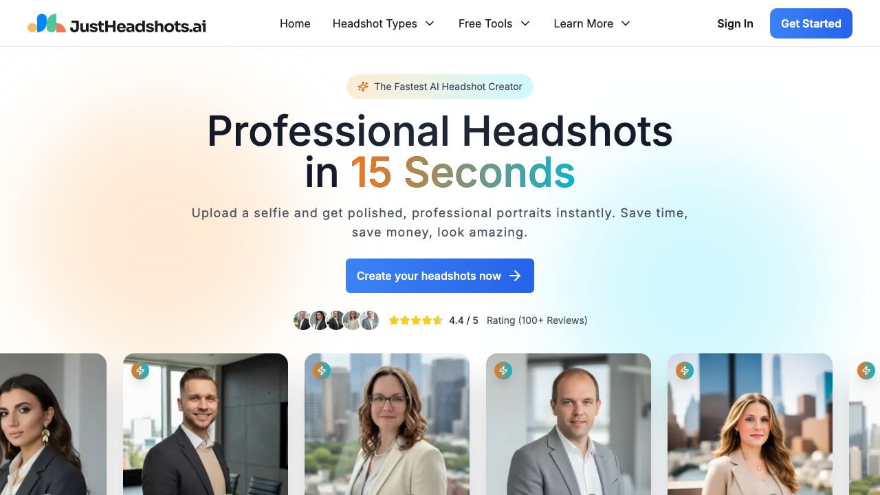JustHeadshots AI 网站截图