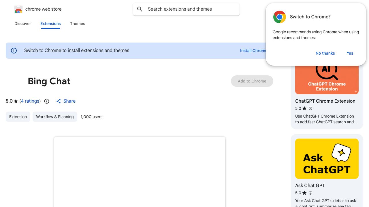 Bing Chat website screenshot
