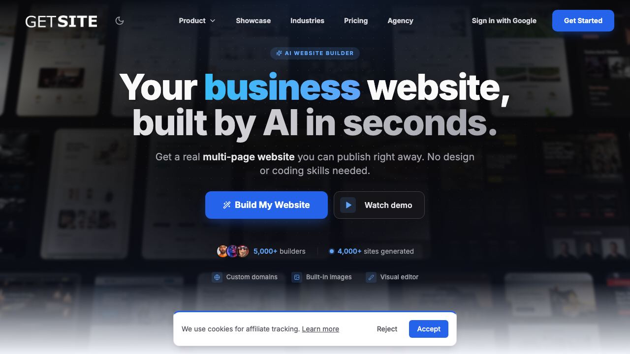 GetSite website screenshot