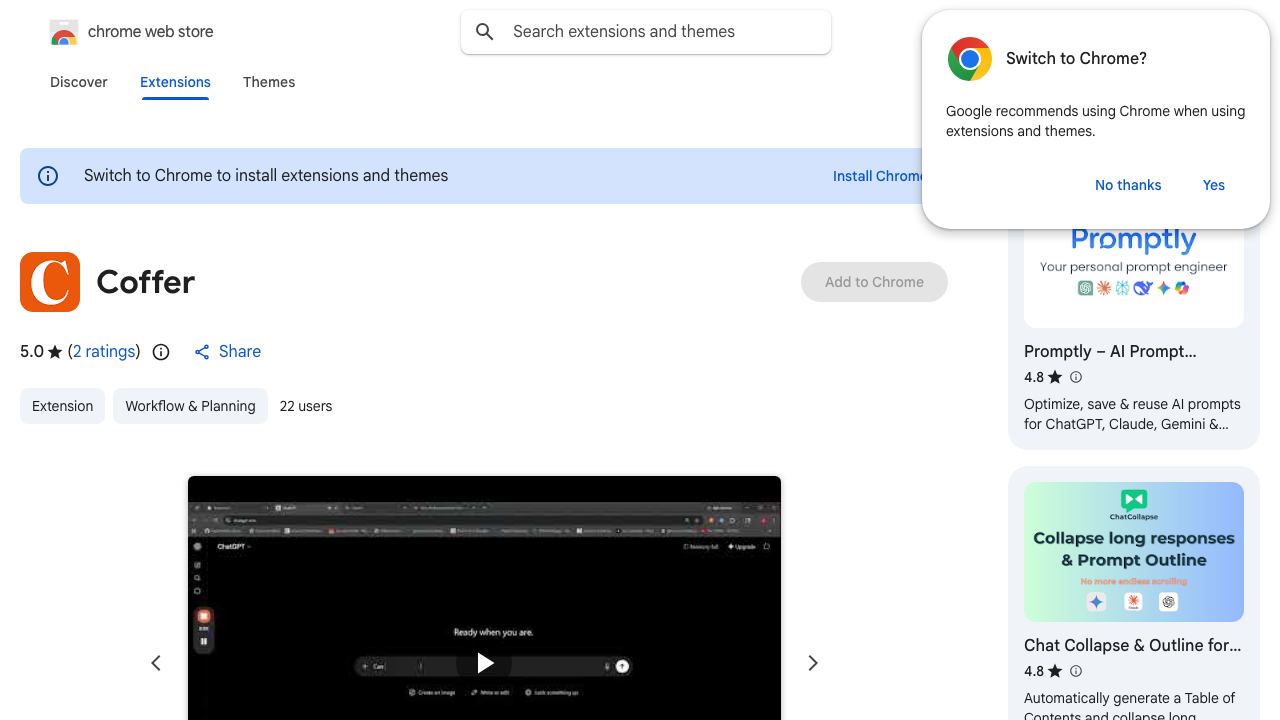 Coffer website screenshot