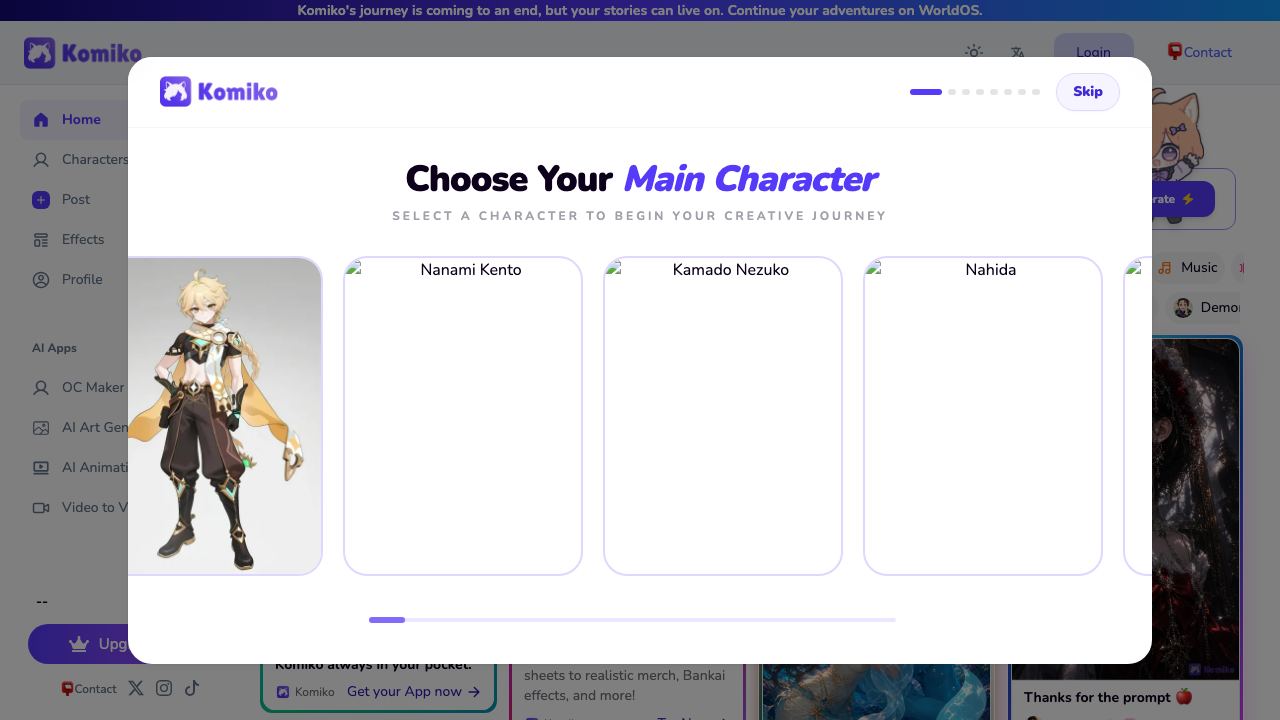 Komiko : AI Comics, AI Characters & AI Anime 网站截图