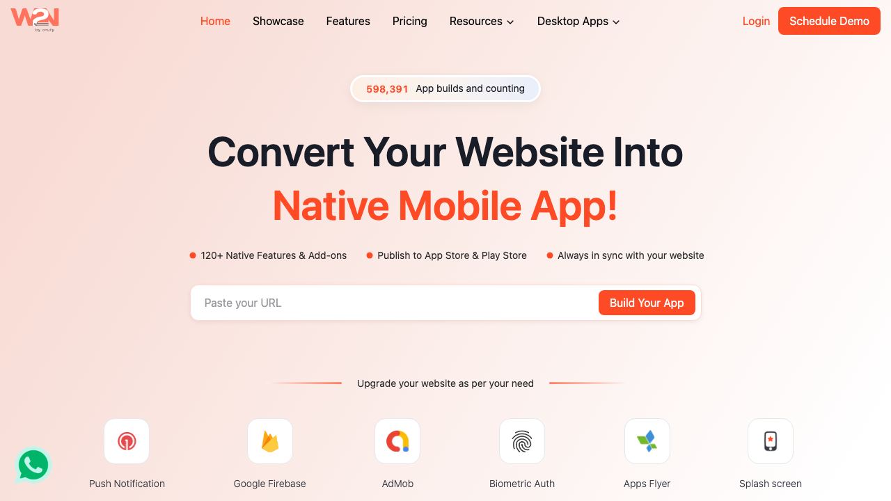 Webtonative website screenshot