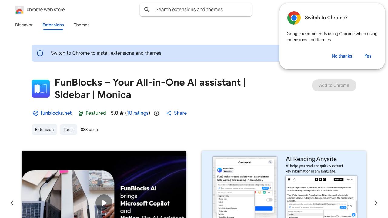 FunBlocks AI - Your Ultimate Writing and Reading Copilot 网站截图