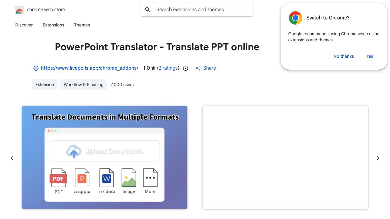 PowerPoint Translator - Translate PowerPoint online website screenshot