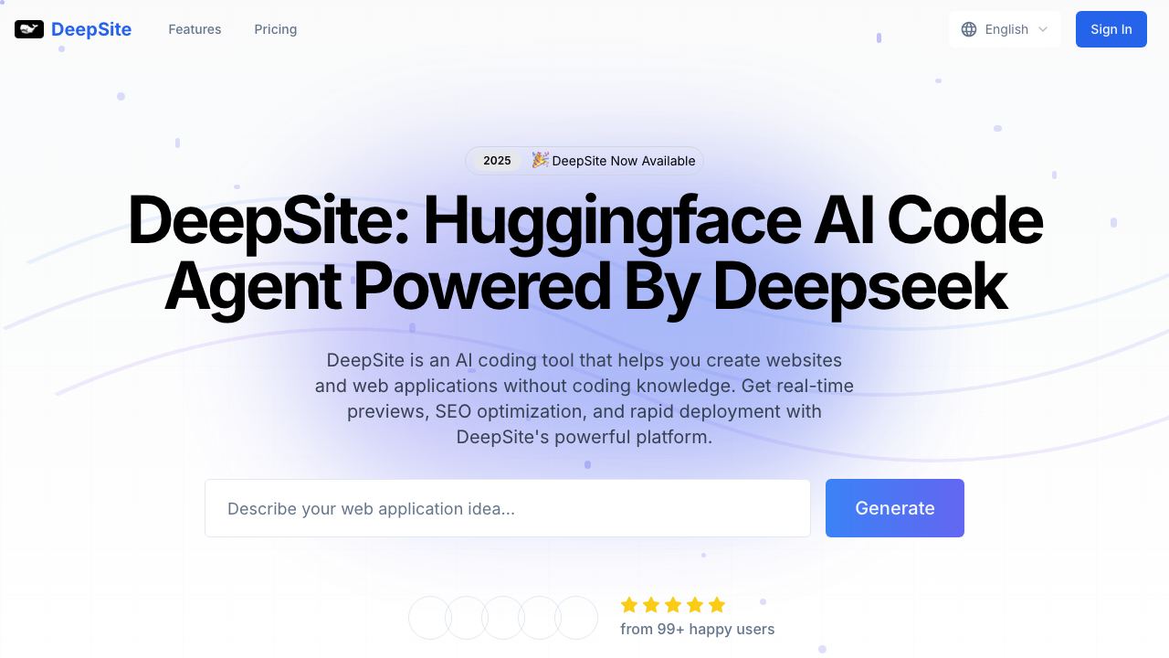Deepsite website screenshot